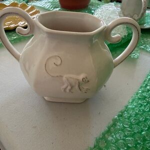 Juliska Monkey Double Handle Creamer – Ivory Glaze | Made in Portugal